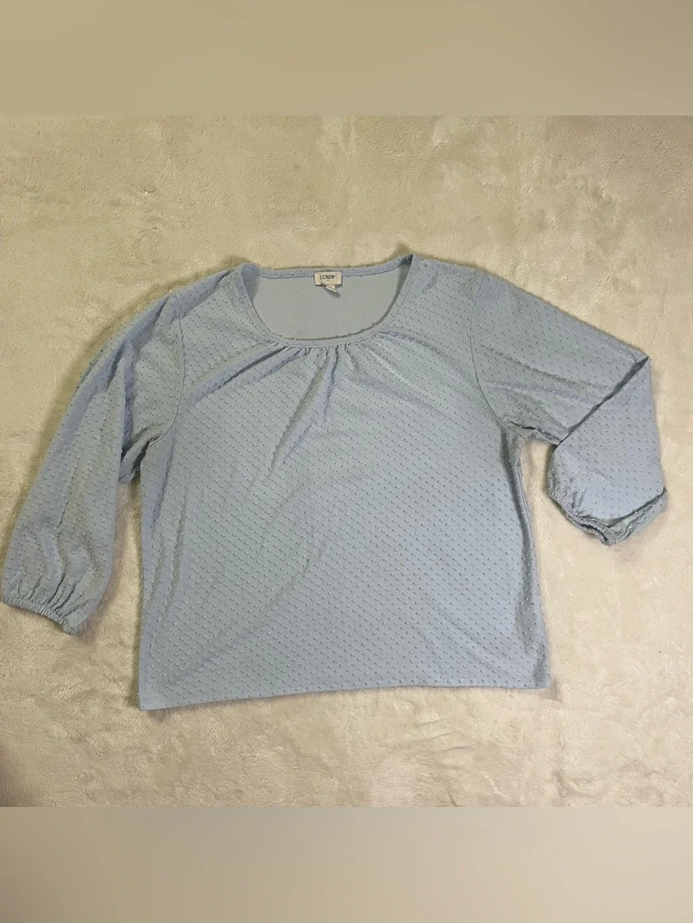 J. Crew Baby Blue Bubble Textured 3/4 Sleeve Blouse size L